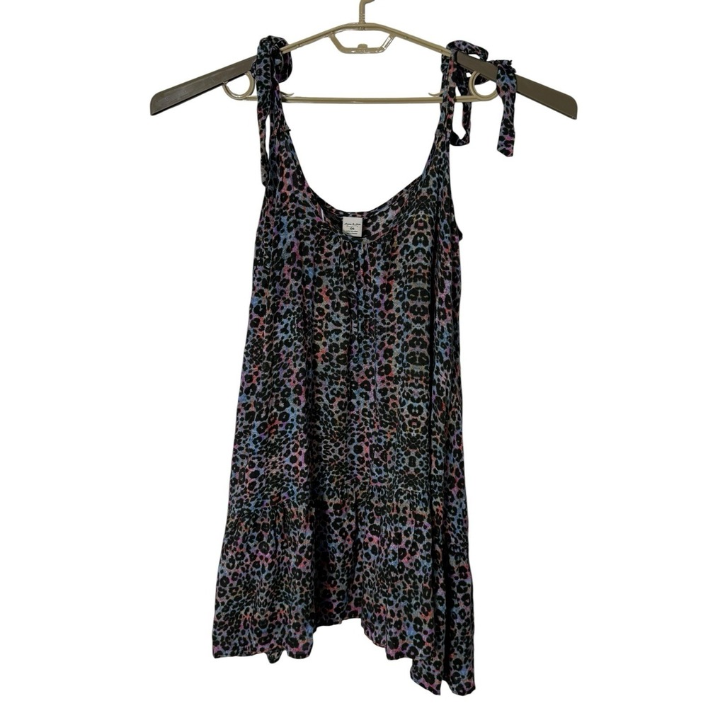 ANNA & AVA Multicolor Colorful Leopard Print Sleeveless Dress Coverup OS Flowy